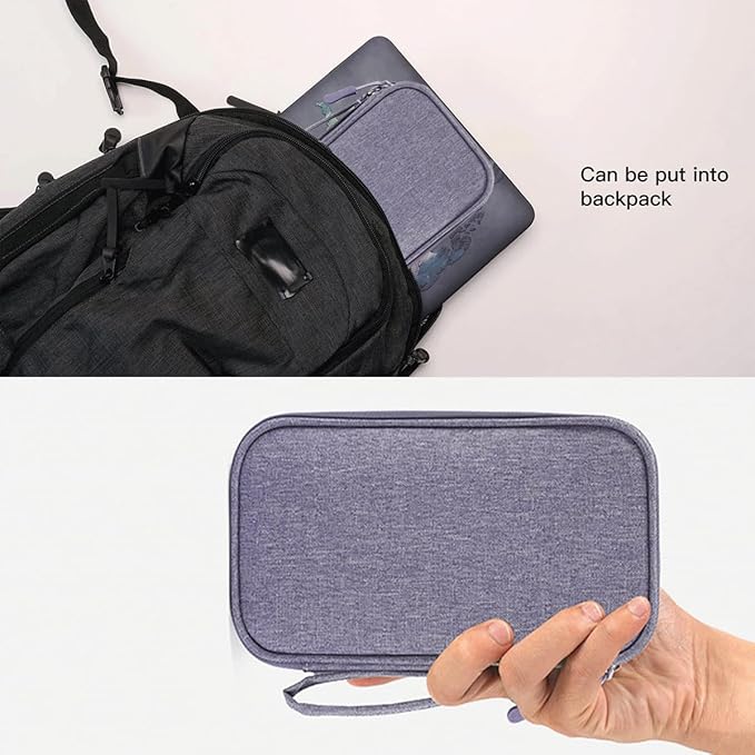 Electronics Organizer Travel Bag, Small Cable Organizer Case Waterproof Accessories Pouch, Travel Electronic Carrying Case for Cable, Cord, Charger, Phone, Power Bank, Earphone (Purple)