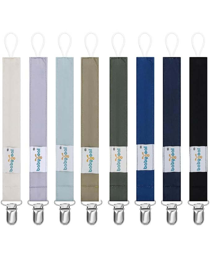 babygoal Baby Neutral Pacifier Clips, 8 Pack Binky Paci Holder Clips for Baby Boys and Girls Fits Most Pacifiers and Binkies 8MP45-B