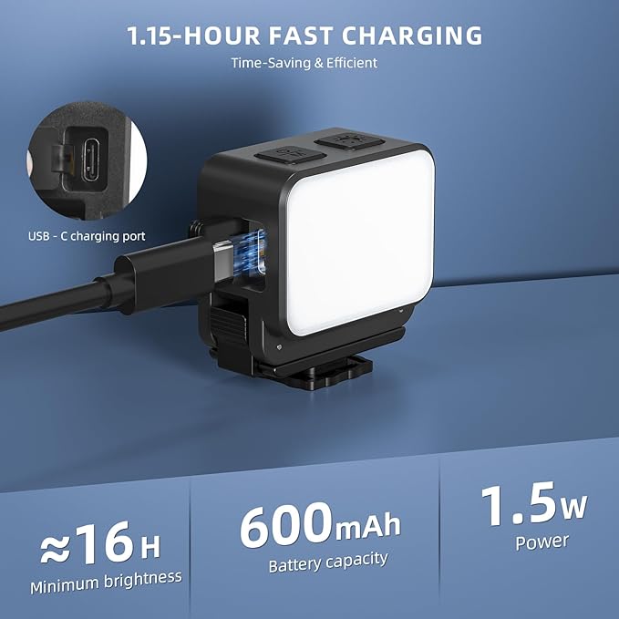 Pocket 3 Magnetic Mini LED Light Attachment, 8700K Adjustable Fill Video Light for Xtra Muse with Quick-Release Cold Shoe Adapter for DJI Osmo Action 5 Pro/4/3 Camera Cage Accessories