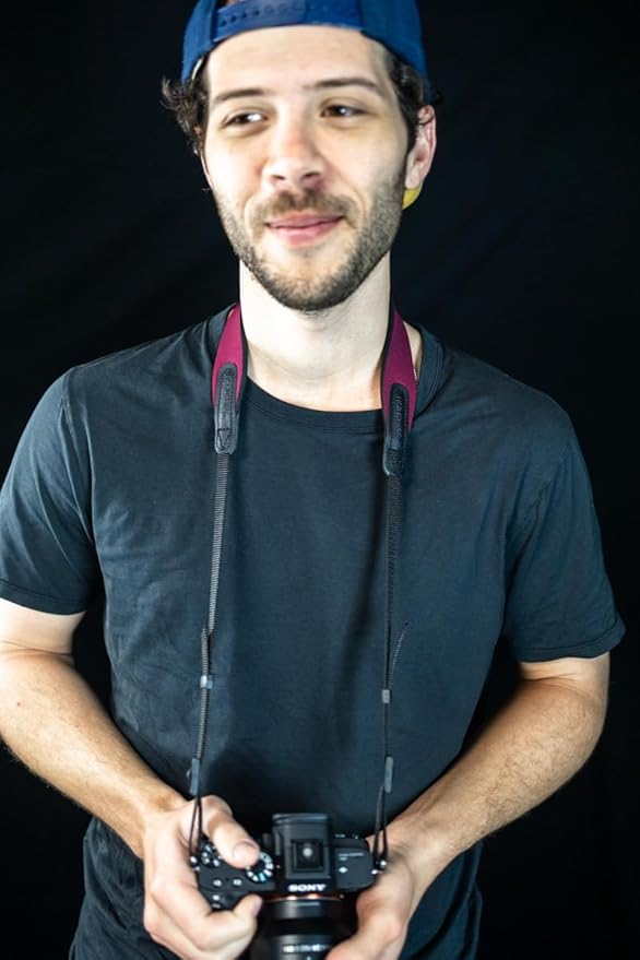OP/TECH USA E-Z Comfort Neoprene Neck Strap - Lightweight, Padded, Adjustable Strap for DSLR, Mirrorless & Binoculars (Cabernet) - Made in USA