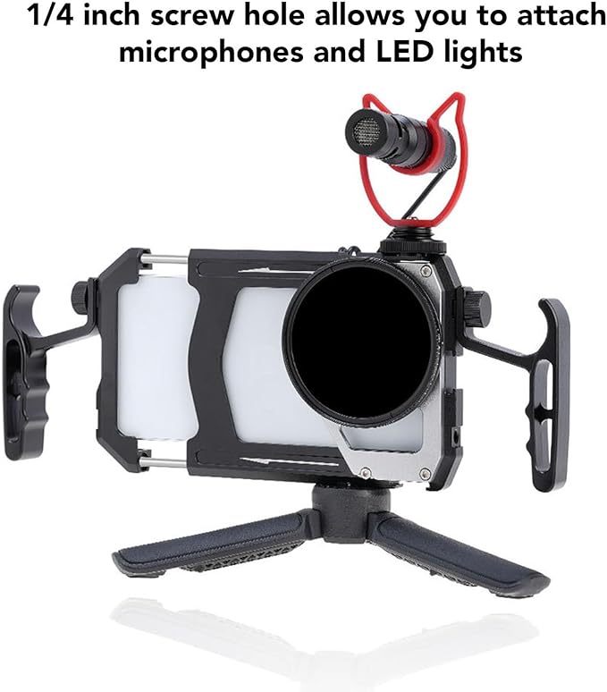 Acouto Phone Hand Grip Filmmaking Case Mobile Video Stand Kit Telescopic Smartphone Video Rig with Handle, ND Filter for Live Streaming, Vlogging
