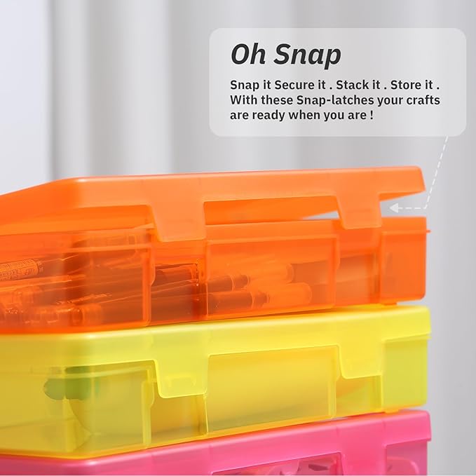 novelinks Medium Plastic Storage Boxes with Latching Lids – 9 Pack Stackable Craft Organizers for Supplies, Pencils, Crayons, Beads, Stationery & Classroom Use(9 Pack Medium -Color)