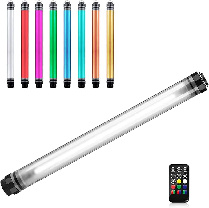 Handheld Photography Light Professional LED Video Light Wand 12 Lighting Mode, Stepless Dimming,CRI≥95 IP68 Waterproof with10400mAH Rechargeable Battery 3000k 5750k RGB Colorful Stick