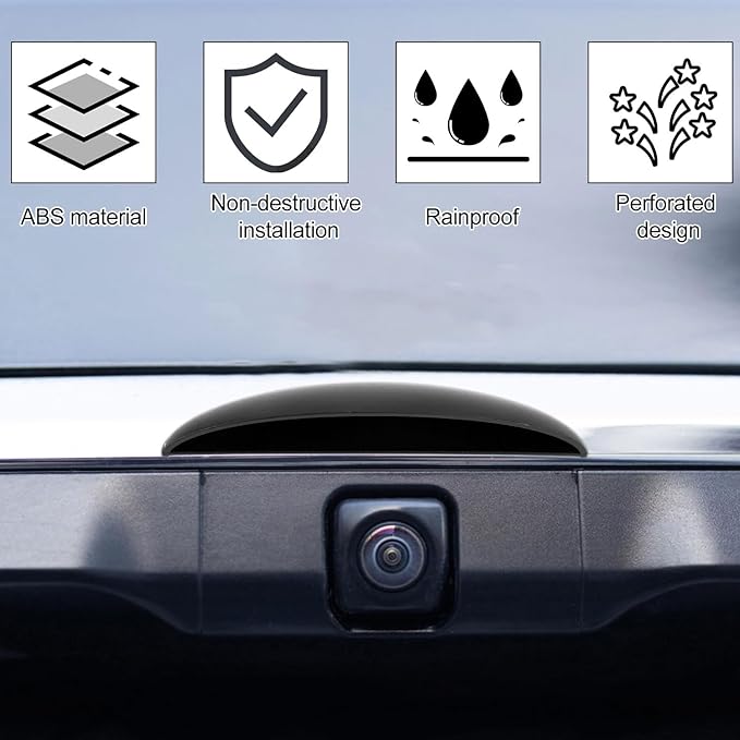 Car Rear View Camera Cover, 3.54x0.69in/9x1.75cm Sturdy ABS Material Black Car Rear View Camera Anti-Rain Cover Backup Shield Rearview Modification Protector for Automotive Exterior Accessories