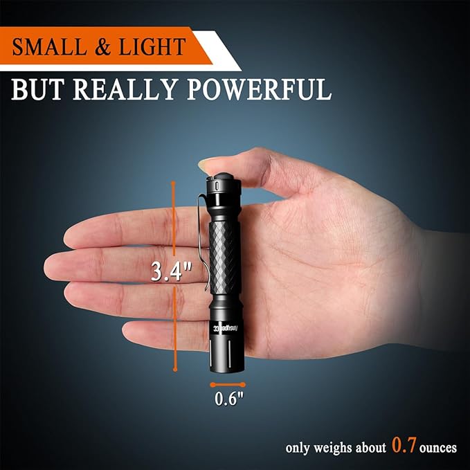 3 Modes Small Mini Flashlights LED Powerful High Lumens Tactical Pen Light with Clip,Slim Portable Pocket Compact Torch for Emergency Inspection AAA Battery Water-Resistant (Black & Black)