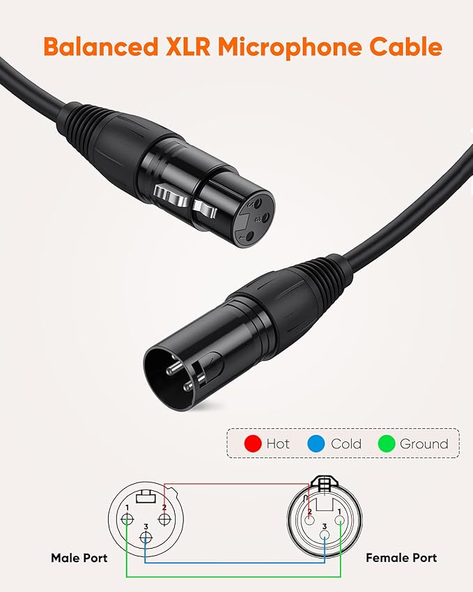 CableCreation XLR to XLR Cable 6FT, X LR Male to X LR Female Microphone Cable, Balanced 3 PIN Compatible with Shure SM Microphone, Behringer, Speaker Systems, Radio Station and More, Black