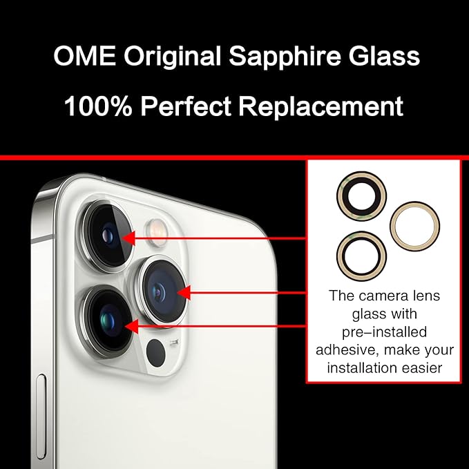 2PCS ASDAWN Back Rear Camera Lens Glass Replacement for iPhone 13 Pro Max and 13 Pro Camera Glass Lens Replacement with Pre-Installed Adhesive + Repair Tool Kit + Installation Manual