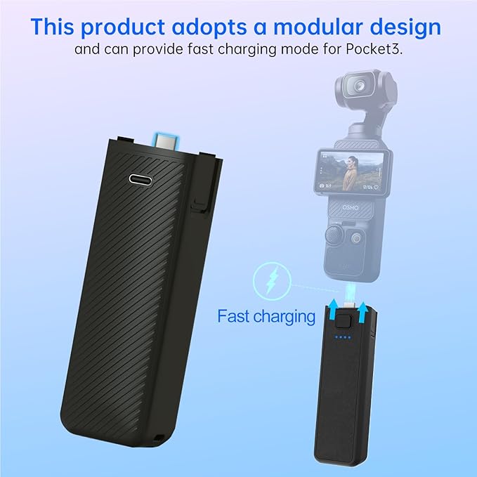 Suptig Handle Grip Battery Charger Battery Handle Built-in 5000mAh Battery Compatible for DJI Pocket 3, Xtra Muse Gopro, Insta 360, Akaso, Phone, Digital Camera
