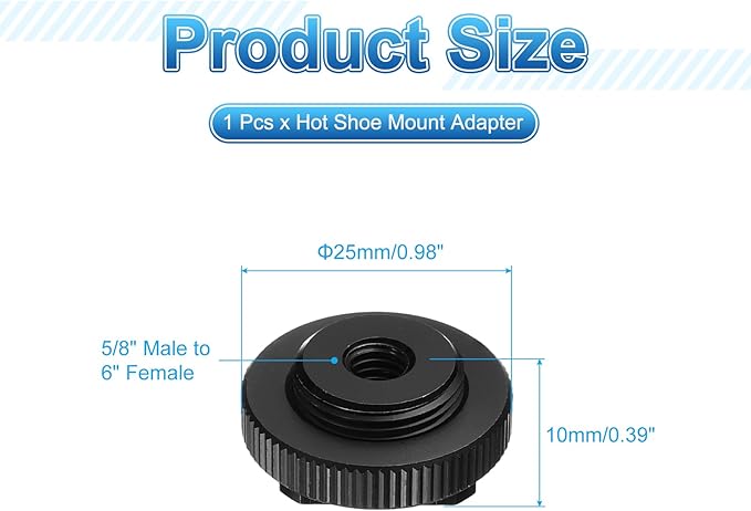 PATIKIL Hot Shoe Adapter 5/8" Male to M6 Female, 1 Pcs Hot Shoe Mount Adapter Camera Mount Screw Camera Video Light Converter for Microphone Holder Accessories 0.39x0.98x0.98 Inch