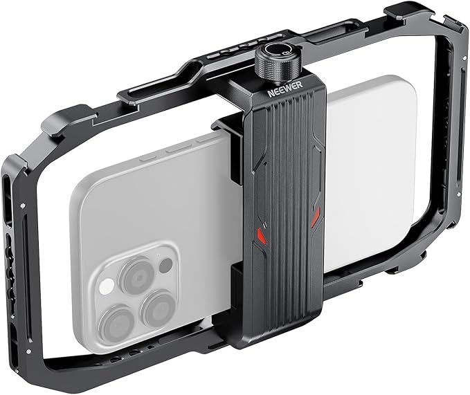 NEEWER Universal Phone Cage, Smartphone Video Rig with Quick Release Mounts Cold Shoes for Videomaker Filmmaking TikTok Vlogging Phone Video Stabilizer Holder Compatible with iPhone Samsung, PA039