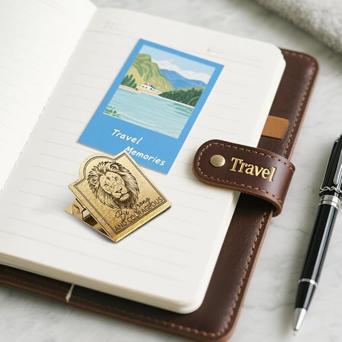 ANATTASOUL Journal Clip Vintage Lion Metal Brass Clips, Decorative Heavy Duty Journal Page Holder Clips for Book, Paper, Bookmark