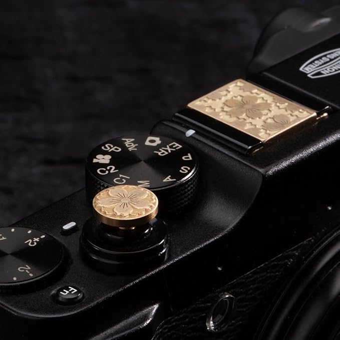 Camera Metal Hot Shoe Cover Shutter Buttons Protector Set for Fujifilm XE4/XT5/XPRO2/XA7/X100V/X100F/XA5/XE3 (Shutter and hot Shoe)