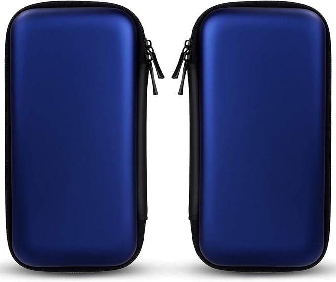 iMangoo Travel Essentials Electronics Organizer Charger Case Portable Dual Zipper Shockproof Pouch Tech Purse Cord Cable Pouches Power Bank Storage Accessories Bag for Women Men,6.5x3.2x1 Blue