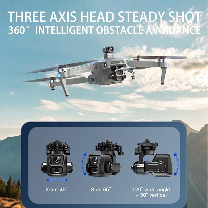 X-Verse KF100MAX Drones with Camera for Adults 4K EIS, RC Screen, 6KM RC Distance, 3-Axis Gimbal, Professional Drone with Obstacle Avoidance, Digital GPS Transmission Quadcopter (3 Batteries for 150min Max Flight Time)
