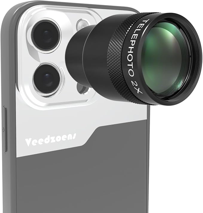 2X Telephoto Lens for Phone 5X Telephoto Camera, with 17mm Thread Universal Phone Lens Clip and Portable Bag, Compatible with SmallRig and NEEWER, Veedzoens Phone Cage