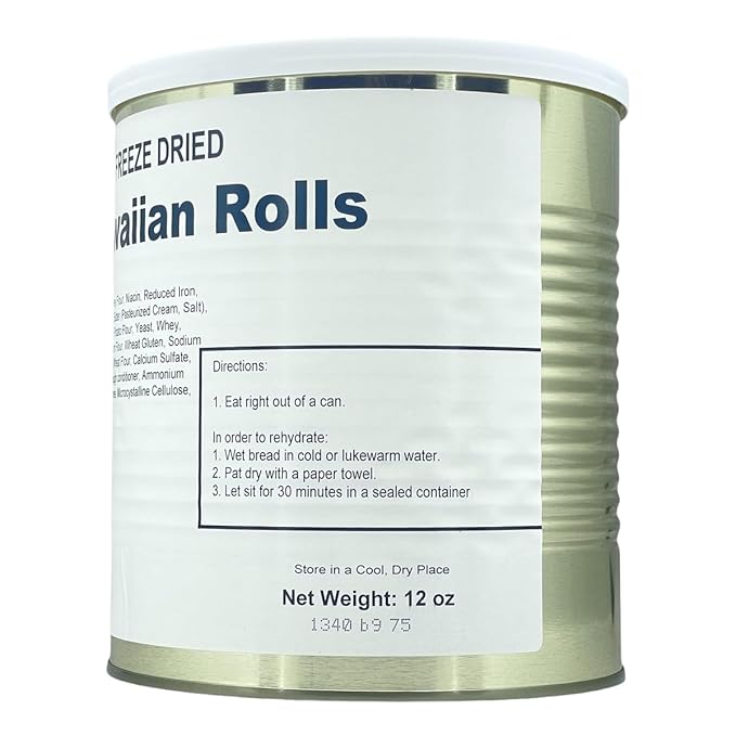 Military Surplus Freeze-Dried Hawaiian Rolls – 12 oz per Can – Emergency Survival Camping Food – 25+ Year Shelf Life – Long-Term Storage #10 Can – Soft & Sweet – Ready to Eat or Rehydrate – Made in USA Pack of 1