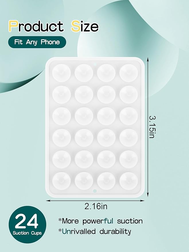 Silicone Suction Phone Case Mount, Non Slip Sticky Grip, Silicon Adhesive Suction Cup Mount, Strong Grip Holder for Selfies and Videos, White 2 Pack