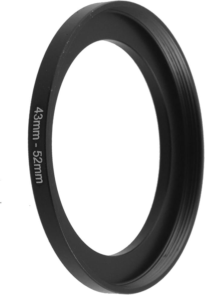 uxcell Metal Step Up Filter Ring Adapter, 43mm to 52mm Step-Up Adapter Ring Filters for Camera Lenses Hood, Aluminum Male 43mm to Female 52mm Camera Stepping Rings, Black