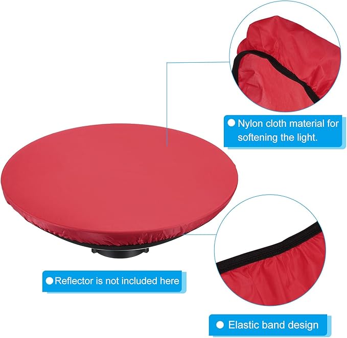 PATIKIL 22" 55cm Soft Diffuser Lamp Cover, Cloth Diffuser Strobe Reflector Lamp Sock for Flashing Light Dish Photography Studio, Red