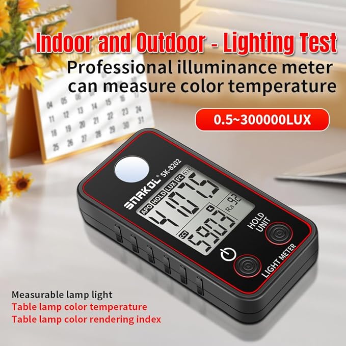 Color Temperature Tester,Color Temperature Tester High Precise Illuminance Meter 0.5-300000LUX LED Illumination Test Meter Photographic Luminance Measuring Device