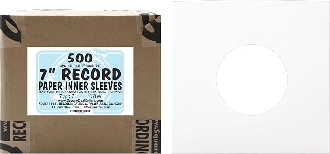 (500) Archival Quality Acid-Free Heavyweight Paper Inner Sleeves for 7 Inch Vinyl Records #07IW