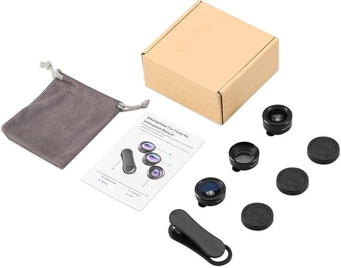 AMIR Phone Camera Lens, 198°Fisheye Lens, 120° Super Wide Angle 20X Macro for TIK Tok, Vlog Video, Clip on Phone for iPhone 12 12 Pro, 11, XS, XR 8 7 Plus 7, Samsung, Smartphones