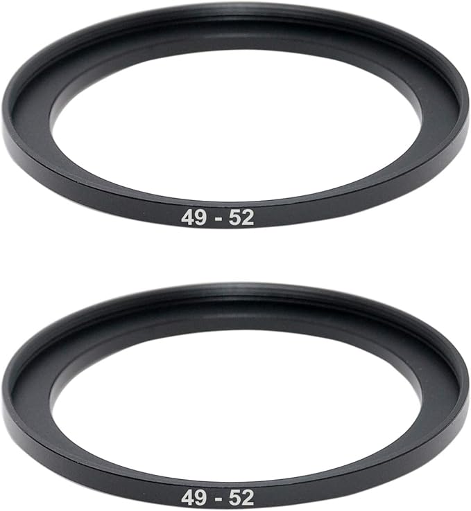 (2 Pcs) 49-52MM Step-Up Ring Adapter, 49mm to 52mm Step Up Filter Ring, 49mm Male 52mm Female Stepping Up Ring for DSLR Camera Lens and ND UV CPL Infrared Filters