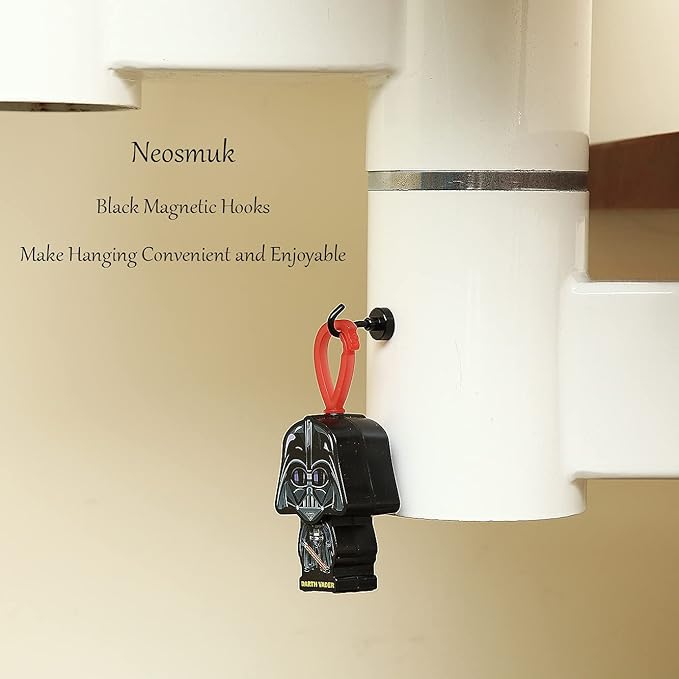 Neosmuk Magnetic Hooks, Cruise Ship Essentials, 30lb+ Heavy Duty Magnetic Hooks for Cruise Cabins, Refrigerator, Grill, Hanging, and Travel | Extra Strong Must-Haves Magnet Hook,Black,5 Pack