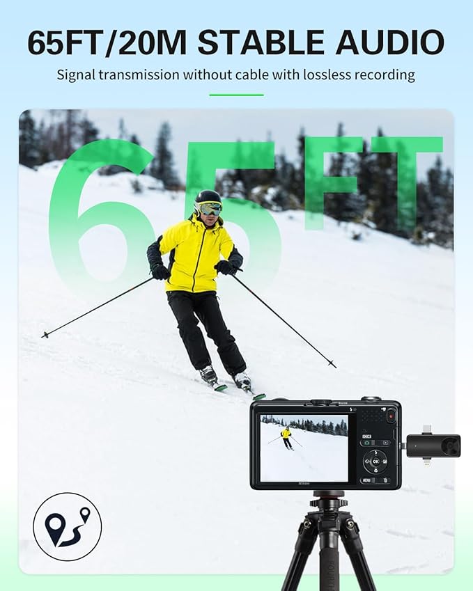 Wireless Lavalier Microphones Compatible for iPhone, Android Phone, Camera, Computer, Professional Wireless Mini Microphone for Video Recording, Vlog, YouTube, TikTok (4 Mics)