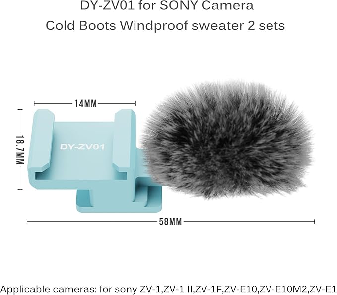 The 2-Piece Set of DY-ZV01 top Microphone Windproof Sponge Wool Cover Cold Shoe Accessories is Suitable for Sony Cameras ZV-1, ZV-1 II, ZV-1F, ZV-E10, ZV-E10M2 and ZV-E1 (DY-ZV01 2PCS)
