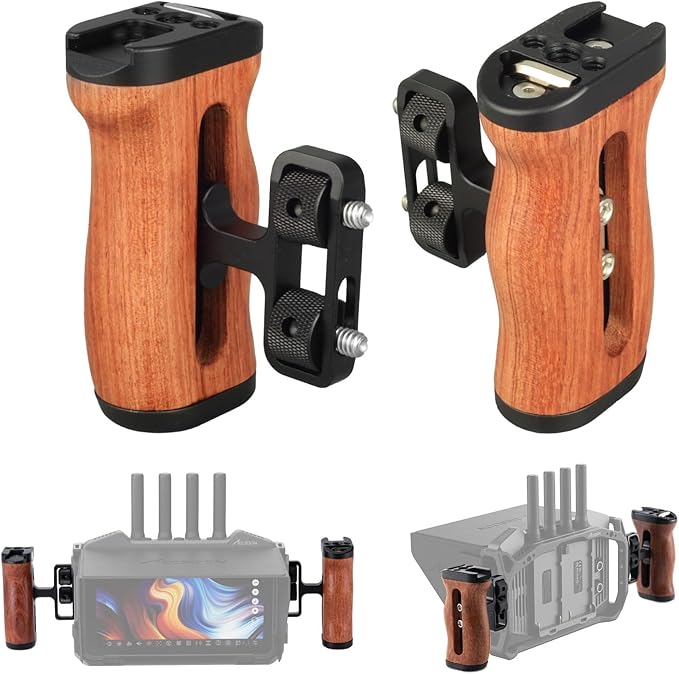 Accsoon CineView M7 Pro Side Handle Handgrip Mini with 1/4" Screw, Up/Down Adjustable 35mm Camera Handles Built-in Wrench, for CineView M7/Smartphone/iPad/Monitor/Camera Cages Side Handles (1 Pair)