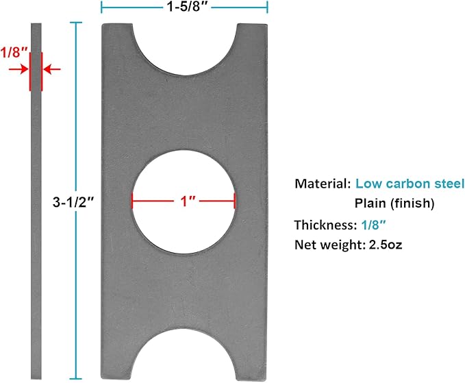 10 PCS Flat Shock Mount Weld on Tab Gusset Bracket, Universal, 1" Center Hole, 3-1/2" x 1-5/8"
