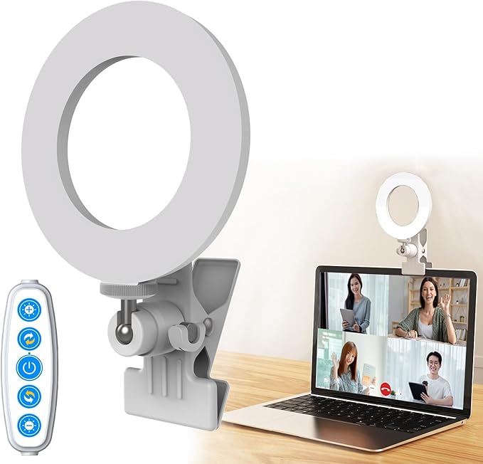 Selfila Ring Light 5 Inch USB Portable, 3200K-6500K Dimmable LED Clip on for Laptop Computer Monitor Phone, Content Creator Makeup Conference Selfie Video (White)