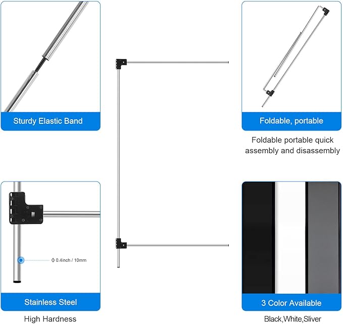 WELLMAKING 36x27'' Light Reflector Flag kit, 3-in-1 Portable Collapsible Diffuser for Photo Video Studio Shooting-Scrim, White and Black, Foldable Flag Kit, Shaper for Soft, Diffused & Light Effects