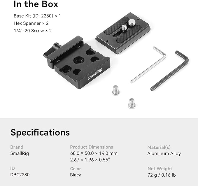 SMALLRIG DSLR and Mirrorless Quick Release Clamp and Plate for Arca Standard