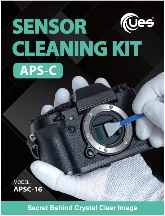 UES APSC16 Digital Camera APS-C Sensor Cleaning Kit, Compatible with Sony, Nikon, Canon DSLR Reflex & Mirrorless Cameras CCD & CMOS Sensor Clean: 14pcs 16mm APS-C Swabs + 15ml Sensor Cleaner Solution
