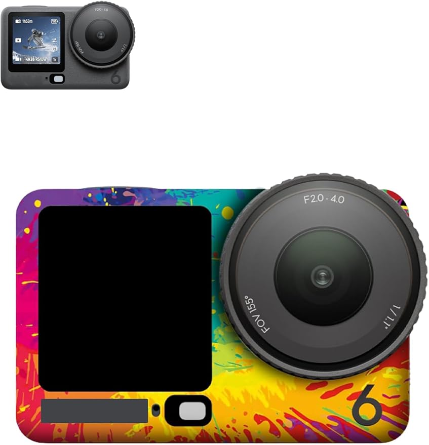 ZBAGUG for DJI Action 6 Skin Full Body Wrap, Anti-Scratch Waterproof Protective Sticker, Full Coverage Action Cam Wrap, for DJI Action 6 Accessories, Watercolor