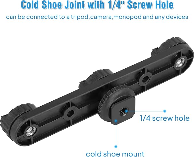 ChromLives Triple Cold Shoe Extension Mount Hot Shoe Base Adapter Extension Bar Bracket with 1/4 Screw for Tripod/Microphone/LED Light Compatible with Canon Sony Cameras…