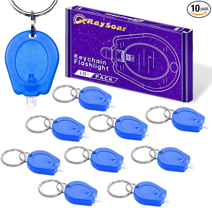 10 Pack Ultra Bright Mini LED Keychain Flashlight, Small Key Ring Flashlight, Portable LED Keychain Light for Outdoor Activities Emergency Light - Blue Shell