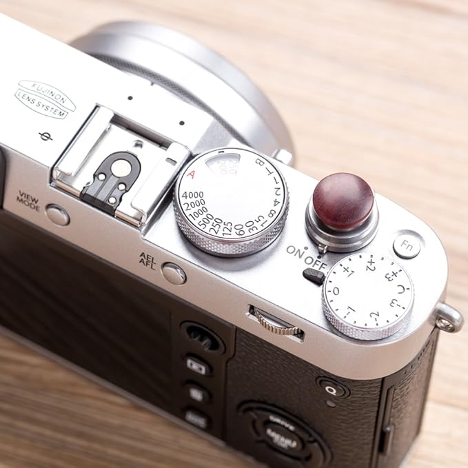 VKO Wood Soft Shutter Release Button,Delicate Camera Shutter Button 12mm Convex Surface Red 1 PCS (Wood Grain Random)