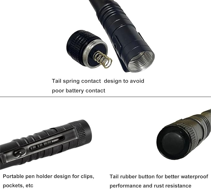 LED Pocket Penflashlight, High Lumens Lightweight Penlight Waterproof Compact Pen Light with Clip for Inspection, Repair, Camping Powered by 1*AAA Battery(not Included) Set 6pcs