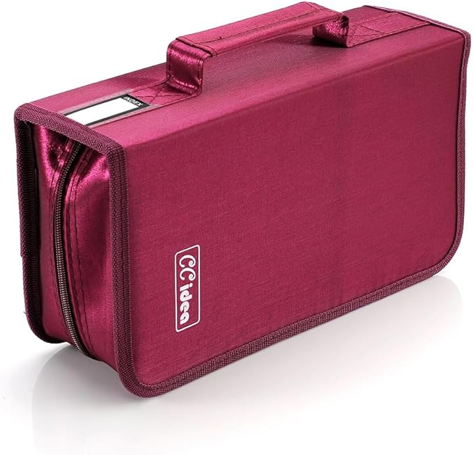 CCidea CD Case DVD Storage Holder, 128 Capacity DVD Cases Organizer CD Plastic Protective Carrying Binder,Portable Cd Wallet for Home Travel (Red), 128-red, L11.4 xW 6.4 x H3.5 INCH, Beauty Case