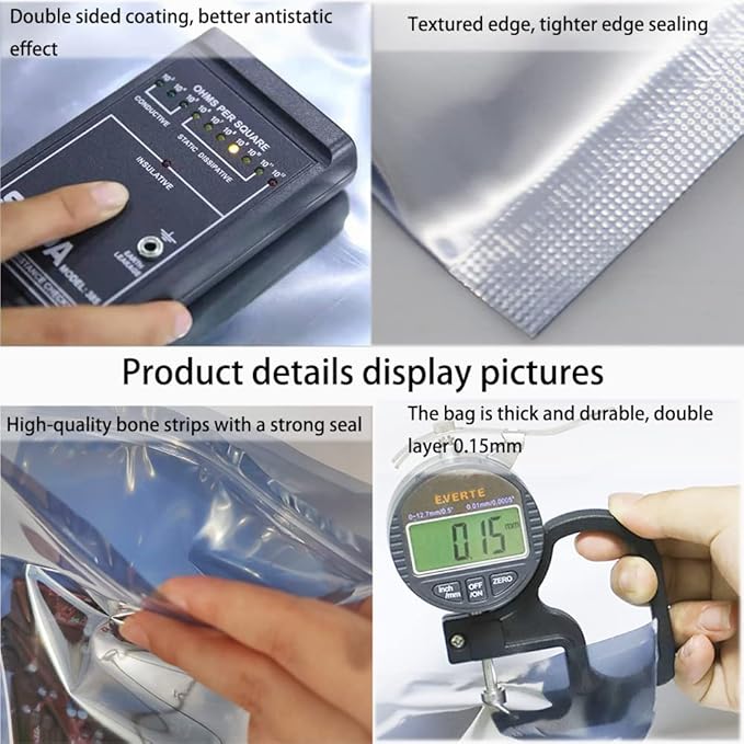 Mantianstar 50pcs 5.9x7.8in/15x20cm Anti Static Bags, Premium Resealable Antistatic Bags for Various Precision Parts, Electronic Equipment, HDD, SSD Hard Drive, Computer Accessories