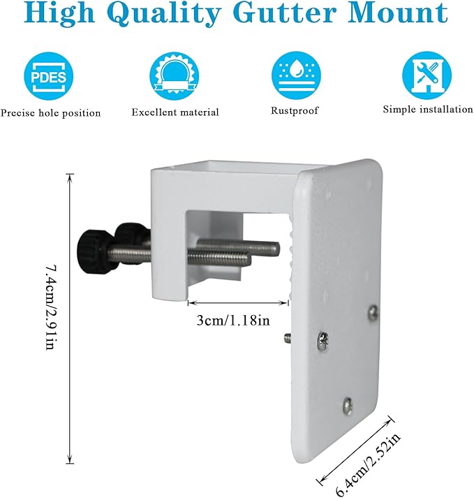 Gutter Mount Bracket Compatible with Eufy SoloCam S340/SoloCam E30/SoloCam E42/Eufy 4G LTE Cam S330,Solar Security Camera,No Drill Installation Camera Gutter Mount for Outdoor,2 Pack