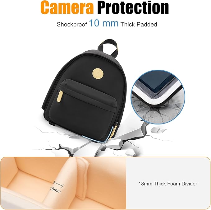 Cwatcun Camera Backpack Bag Small for Women,Fashion DSLR Camera Bag with Tripod Strap Laptop Compartment and Padded Dividers Lightweight Photograhy Cute Backpack Case for Cameras Accessories