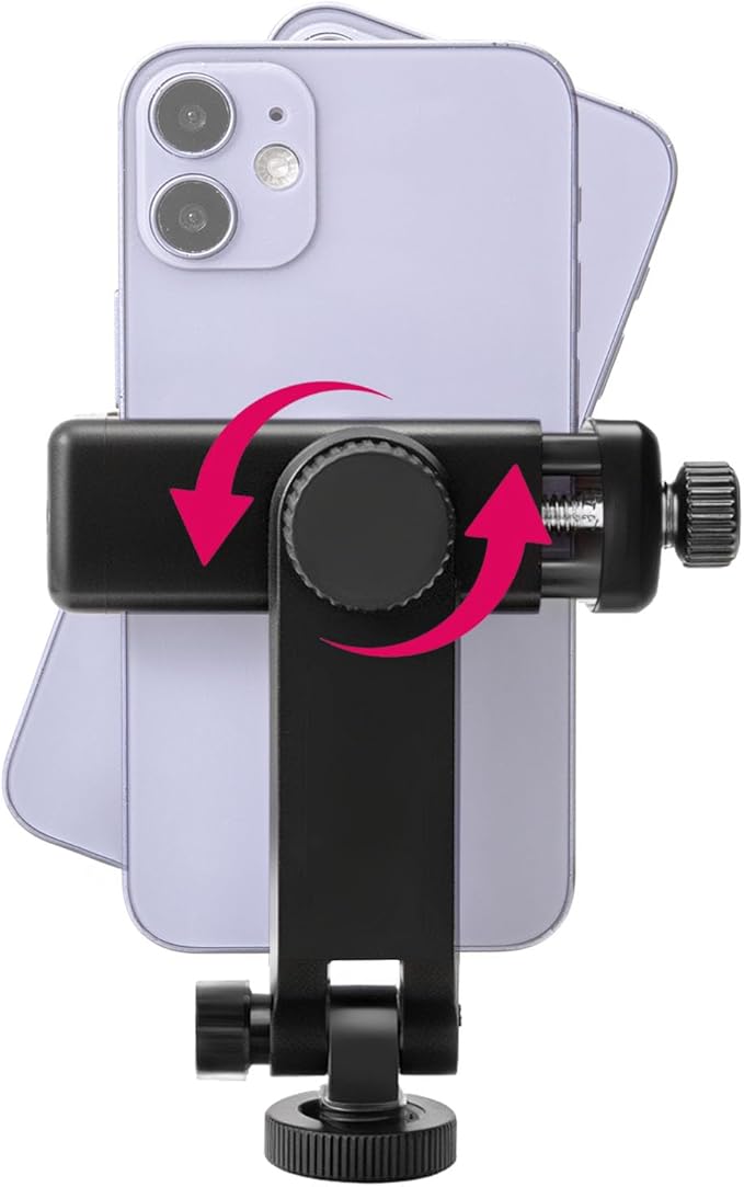 Camera Hot Shoe Cell Phone Holder with Cold Shoe Cell Phone Tripod Adapter for Microphone LED Light iPhone DSLR Mirrorless Camera Photography