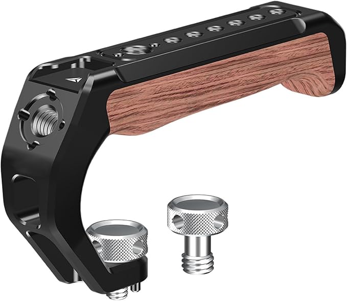Camera Top Handle for DSLR Cameras1/4in and 3/8in Threaded Pins Cold Shoe Adapters for Creative Photography Expansion Wooden Camera Grip