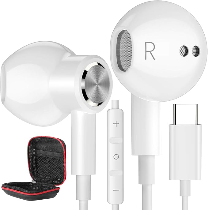 USB C Headphones Wired Type C Earphones for Samsung/Galaxy S26 S25 S24 Plus S23 S22 S21 S20 Note 20 Ultra DAC Magnetic Corded Earbuds for iPhone 15 16 16e 17 Air for Apple/Android Ear Buds White