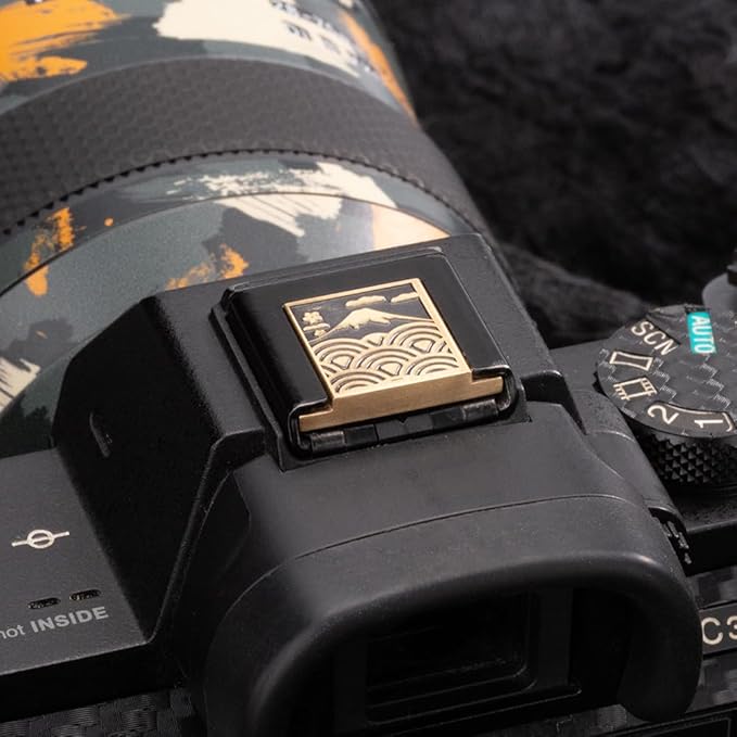Sea Wave Fuji Pattern Camera Metal Hot Shoe Cover for Sony A1 A7C A7CR A7CII A7R A7M2 A7M3 ZV-E10 II ZV-1II (Copper Alloy-for Sony)