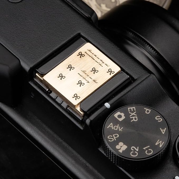 Butterfly Bow Ribbon Pattern Camera Metal Hot Shoe Cover Protector Cap for Fujifilm X100VI X-T5 X-T4 X-T10 X-T3 X-T2 for Nikon ZF Z5 Z6 Z7II (Copper Alloy-Hot Shoe Cover)